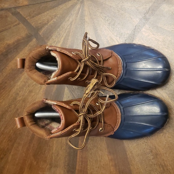 Adrienne Vittadini Kids Brown and Blue Duck Boots Size 3 - Picture 3 of 10